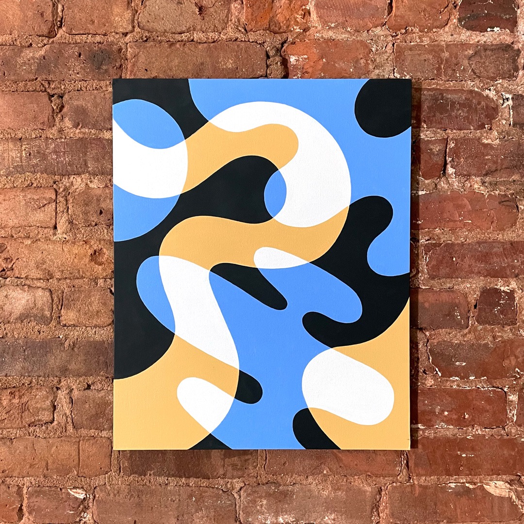 Blue And Yellow Negative – Shadow Mounted Painting
